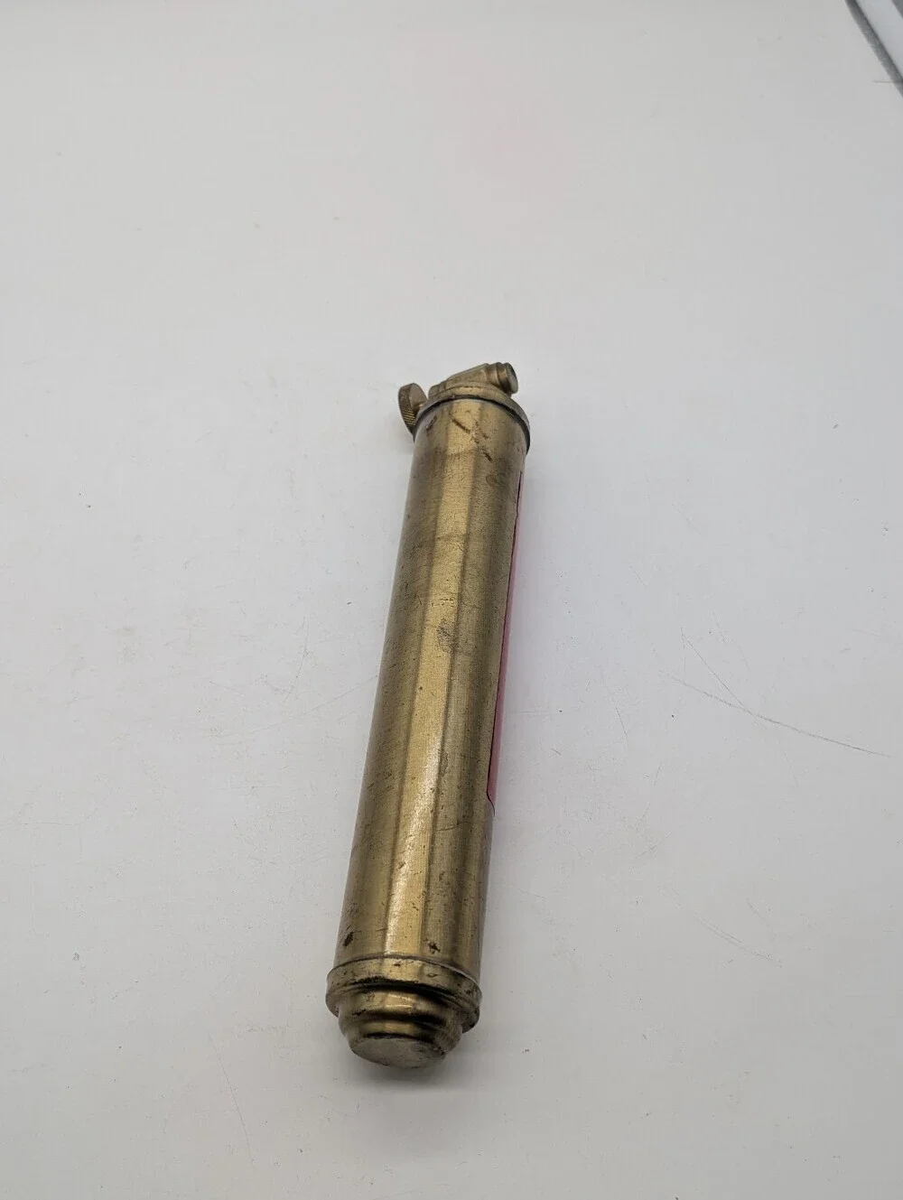Antique Brass Mini Fire Extinguisher Red Steampunk Industrial Decor 1950s Presto
